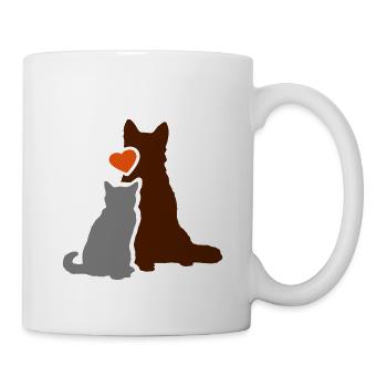 Couple chat chien / Couple Cat Dog / Amour Love - Mug blanc - blanc - Droite