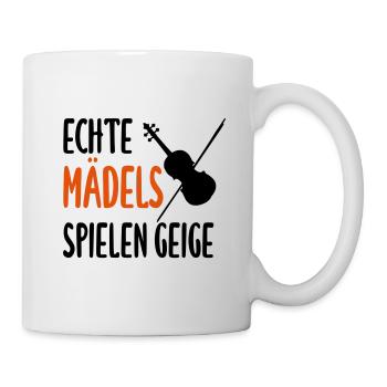Echte Mädels spielen Geige - Tasse - Weiß - Rechts