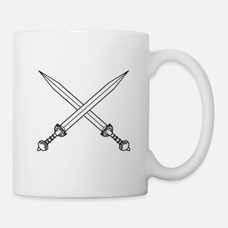 Crossed Swords Drawing - Mug - white