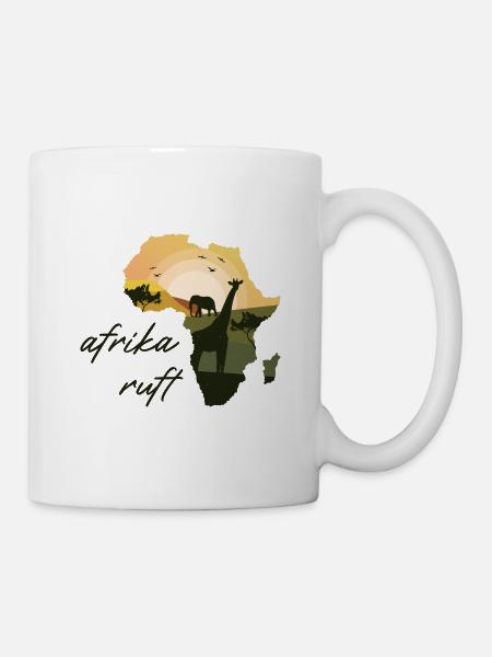 Afrika Ruft Giraffe Elefant - Tasse - Weiß