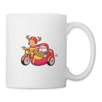 Mignon renne sur moto et Père Noël en side-car - Mug blanc - blanc - Droite