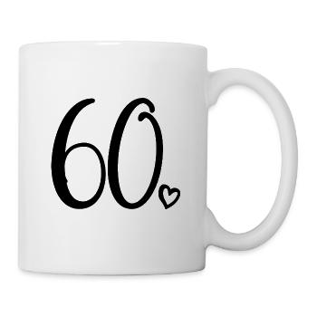 60. Geburtstag Frauen 60 Jahre alt Niedliche Nummer 60 - Tasse - Weiß - Rechts