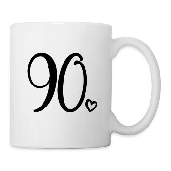 90. Geburtstag Frauen 90 Jahre alt Niedliche Nummer 90 - Tasse - Weiß - Rechts