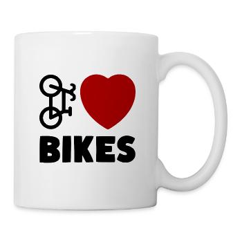 I love Bikes Fahrradfahrer Liebe Herz Fahrrad - Tasse - Weiß - Rechts