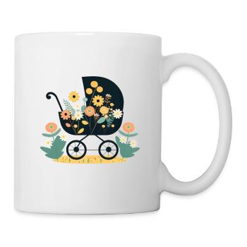 Blumiger Kinderwagen 5 - Tasse - Weiß - Rechts