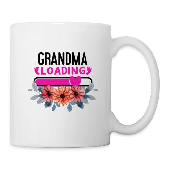 Werdende Oma, Bald werde ich Oma, mit Blumen - Tasse - Weiß - Rechts