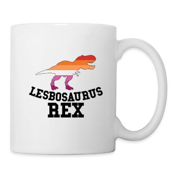Lesbosaurus Rex - Lesbisch Flagge Homo Ehe Lustig - Tasse - Weiß - Rechts