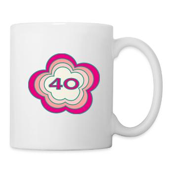 40. 40 JAHRE. 40-JÄHRIGES JUBILÄUM. GEBURTSTAG 40 JAHRE. - Tasse - Weiß - Rechts