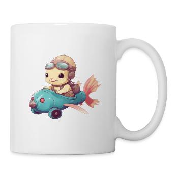 Süßer Axolotl, Comic Pilot, Kinder Seifenkiste - Tasse - Weiß - Rechts