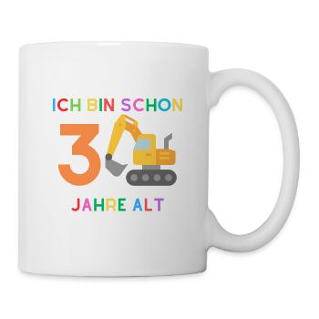 Ich bin 3 Junge Bagger - Tasse - Weiß - Rechts