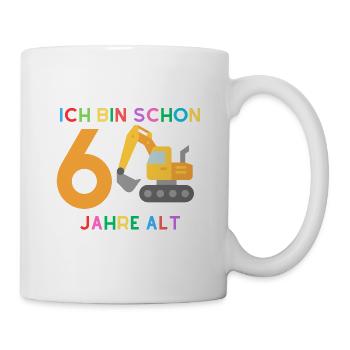 Ich bin 6 Junge Bagger - Tasse - Weiß - Rechts