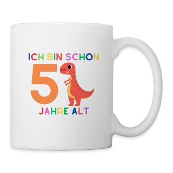 Ich bin 5 Junge, Dinosaurier - Tasse - Weiß - Rechts