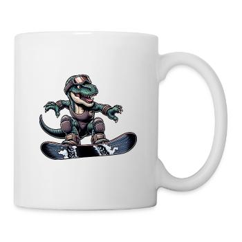T-Rex Dino Snowboarder - Mug - white - Right