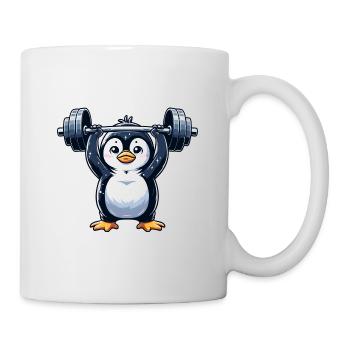 Cute Penguin Fitness Dumbbell Cartoon - Mug - white - Right