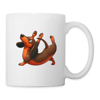Exercices de yoga teckel et étirements de gymnastique - Mug blanc - blanc - Droite