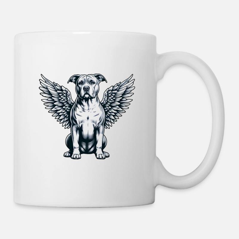 Pitbull-Engel mit Flügeln: Süßer Cartoon - Tasse - Weiß