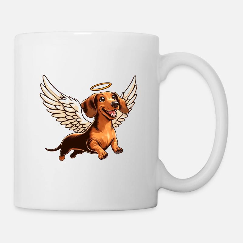 Dackel Engel mit Flügeln Niedlicher Cartoon - Tasse - Weiß