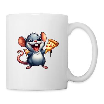 Laborratte Genießt Pizza Lustig - Tasse - Weiß - Rechts