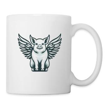 Hausschwein Engel Silhouette mit Flügeln - Tasse - Weiß - Rechts