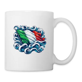 Italien Flagge Wasser Meer Wellen Ozean - Tasse - Weiß - Rechts