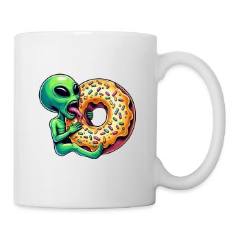 Außerirdischer UFO Donut Bäcker Gebäck lustig - Tasse - Weiß - Rechts