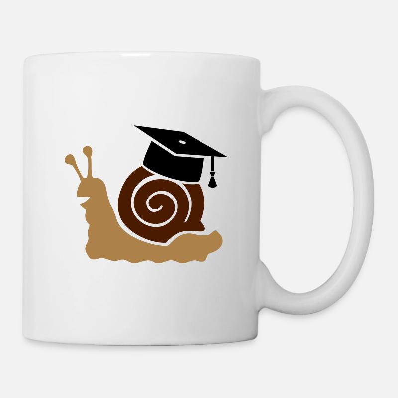 Schnecke mit Doktorhut, Doktorarbeit, Promotion - Tasse - Weiß