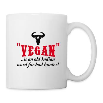 Vegan old word for bad hunter anti saying - Mug - white - Right