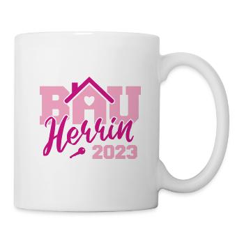 Bauherr Bauherrin 2023 Hausbau Baustelle Eigenheim - Tasse - Weiß - Rechts