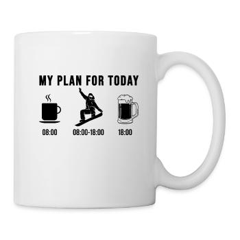 Snowboard, café, bière - Mon plan pour aujourd’hui - Mug blanc - blanc - Droite