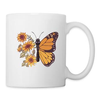 Schmetterling Sonnenblumen - Tasse - Weiß - Rechts