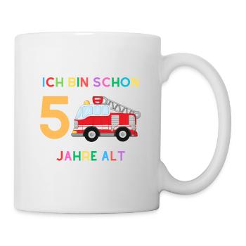 Ich bin 5 Junge, Feuerwehr - Tasse - Weiß - Rechts