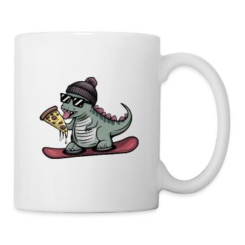 dino trex dinosaurier snowboard snowboarder - Tasse - Weiß - Rechts