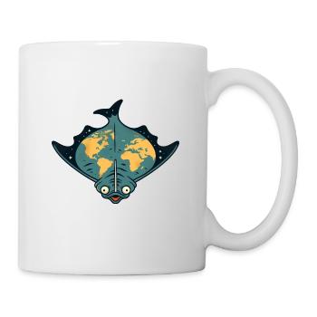 Flunder als Flache Erde Lustig - Tasse - Weiß - Rechts