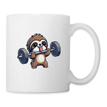 Entraînement en force de paresseux : haltères et développé couché - Mug blanc - blanc - Droite