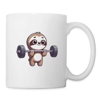 Faultier Power-Training mit Hanteln - Tasse - Weiß - Rechts