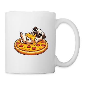 Dog Pug Pizza Pizza Lover Cheese - Mug - white - Right