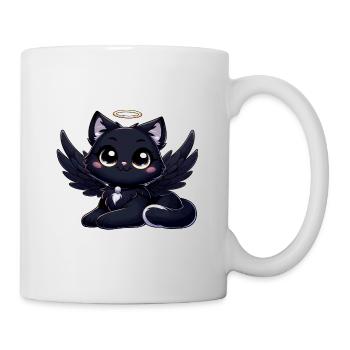 Chat gothique mignon ange noir avec ailes - Mug blanc - blanc - Droite