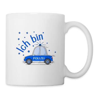 Polizeiauto Geburtstag Blau - Tasse - Weiß - Rechts