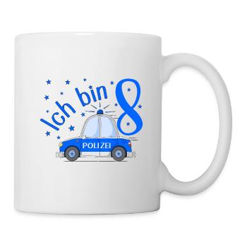 Police Car I'm 8 Birthday Blue - Mug - white - Right