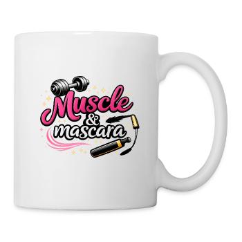 Muscle & Mascara – Feminines Fitness Statement Des - Tasse - Weiß - Rechts