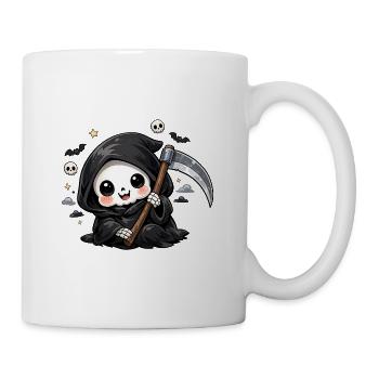 Kuscheliger Grim Reaper mit Sense - Tasse - Weiß - Rechts
