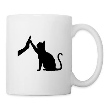 Silhouette Cat Graphic Funny High Five Cat Owner - Mug - white - Right