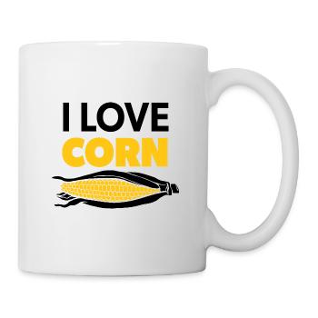 « I Love Corn » noir et jaune avec du maïs en épi - Mug blanc - blanc - Droite