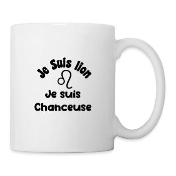 Lion zodiaque signe - Je suis chanceuse - Mug blanc - blanc - Droite