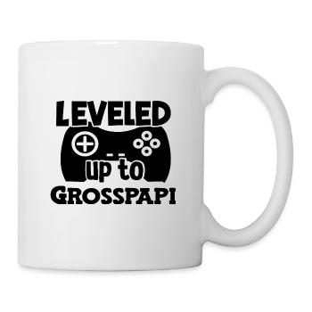 Leveled to Grosspapi befördert zum Grosspapi Opa - Tasse - Weiß - Rechts