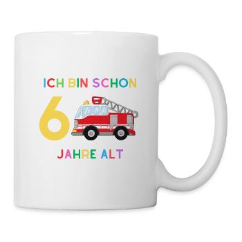Ich bin 6 Junge, Feuerwehr - Tasse - Weiß - Rechts