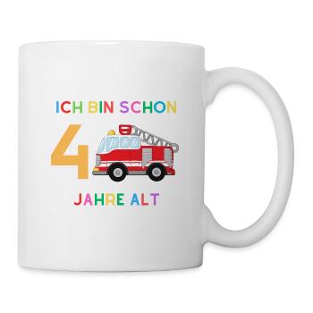 Ich bin 4 Junge, Feuerwehr - Tasse - Weiß - Rechts