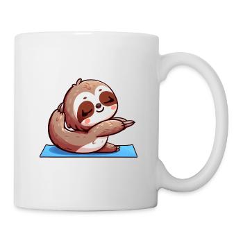Paresseux pendant les exercices de yoga et de gymnastique - Mug blanc - blanc - Droite