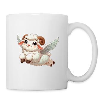 Weißes Lamm als Engel mit Flügeln - Tasse - Weiß - Rechts