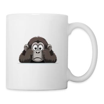 Gorilla Peeking Cute Adorable Funny Animal Cartoon - Mug - white - Right